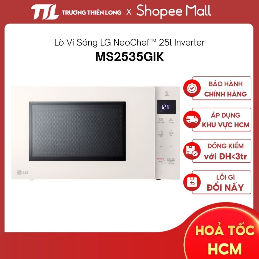 MS2535GIK 25L (Inverter) / MS2032GAS 20L - Lò Vi Sóng LG NeoChef™ 20L Đen MS2032GAS {Có hỏa tốc HCM}
