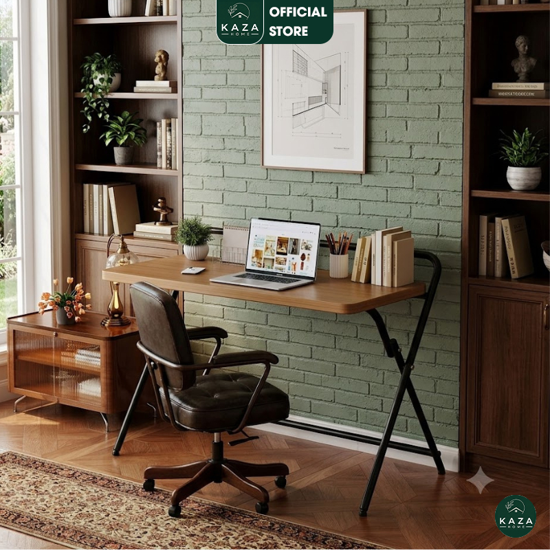 Bàn làm việc chân sắt sơn tĩnh điện gấp gọn thương hiệu KAZA - GM139