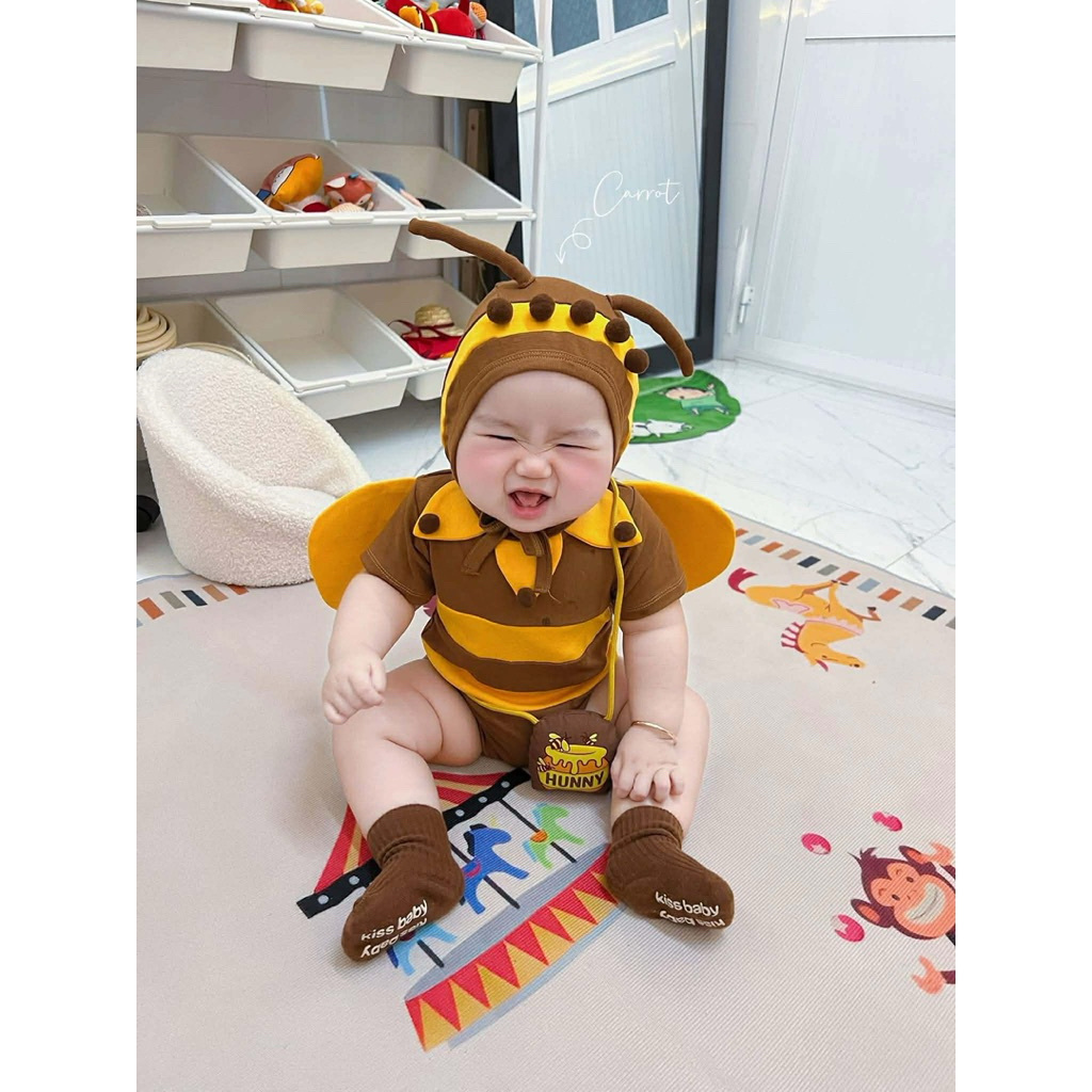 [VNTK]BODYSUIT ONG NÂU TẶNG KÈM TÚI CHO BÉ - XOÀI IU ƠI KIDS