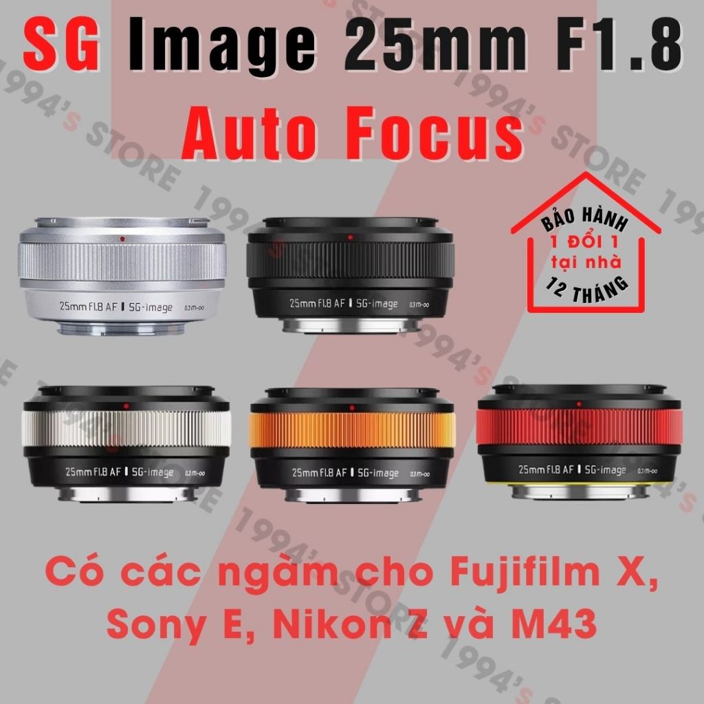 Ống kính SG Image 25mm F1.8 AF - Pancake đa dụng có lấy nét tự động dành cho Fujifilm, Sony E, Nikon