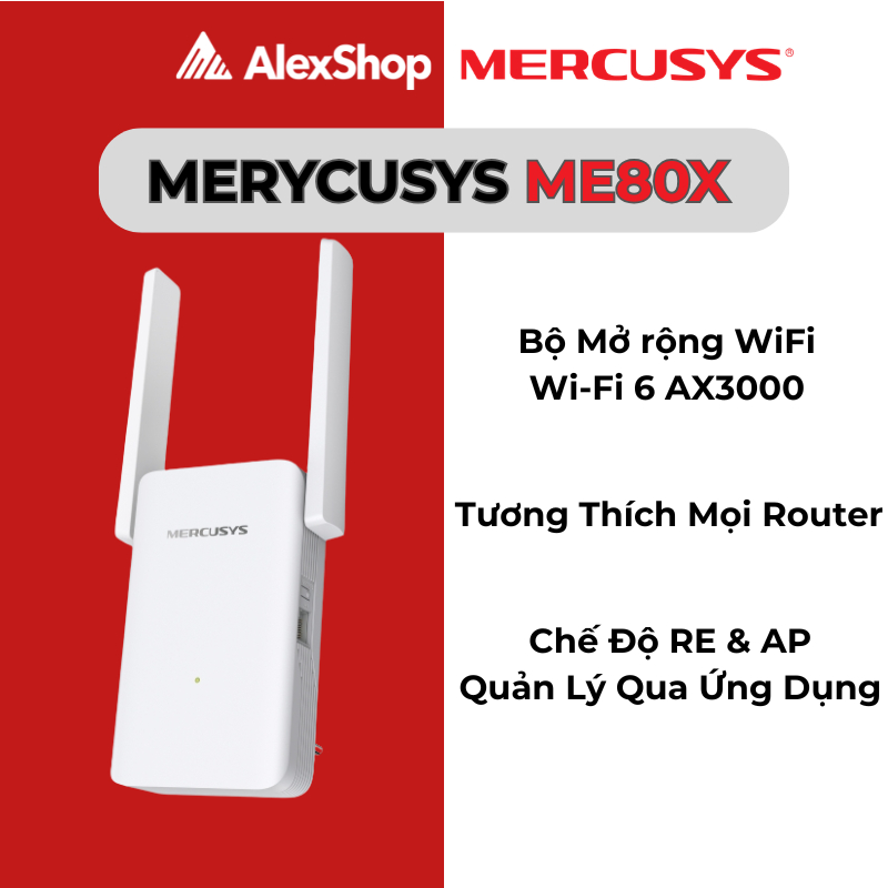 [AX3000] Mercusys ME80X Bộ Mở Rộng Sóng Wi-Fi 6 AX3000