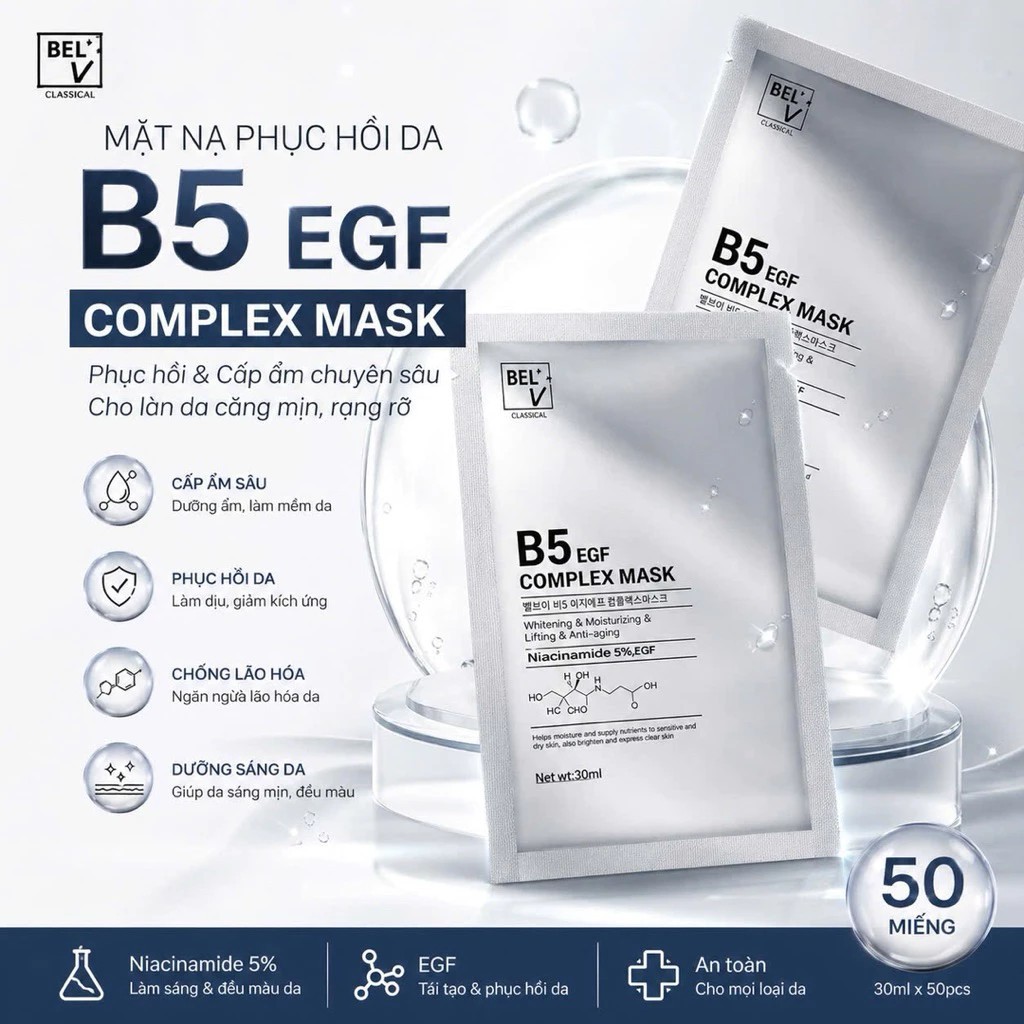 Mặt Nạ Phục Hồi Krlab B5 EGF Complex Exosome Mặt Nạ Bạc Tái Sinh Kr.Lab B5 EXOSOME EGF Complex Mask 