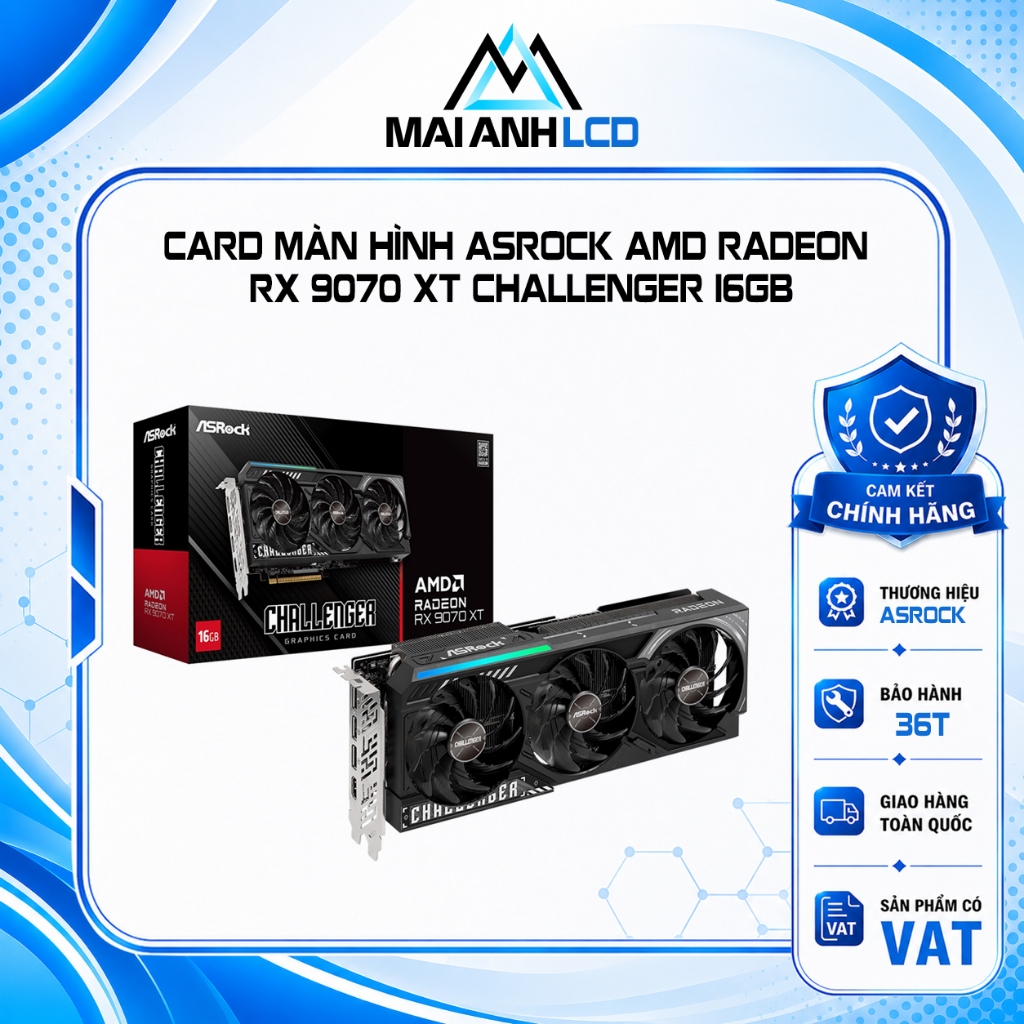 Card Màn Hình Asrock AMD Radeon RX 9070 XT Challenger 16GB