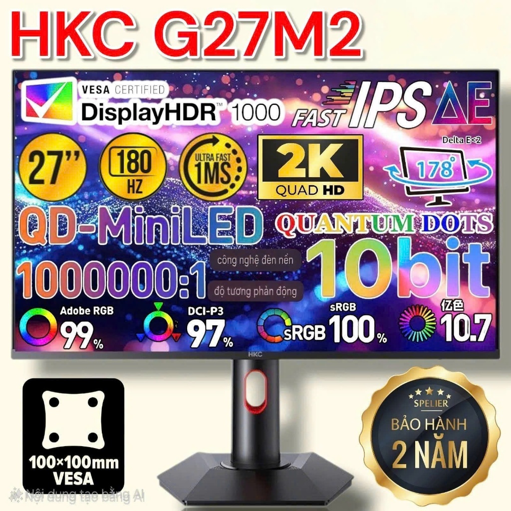 Tiệm Cận OLED - Màn Hình HKC G27M2 - 180Hz - Mới FullBox - BH 24Th - QD-MiniLED - 2K