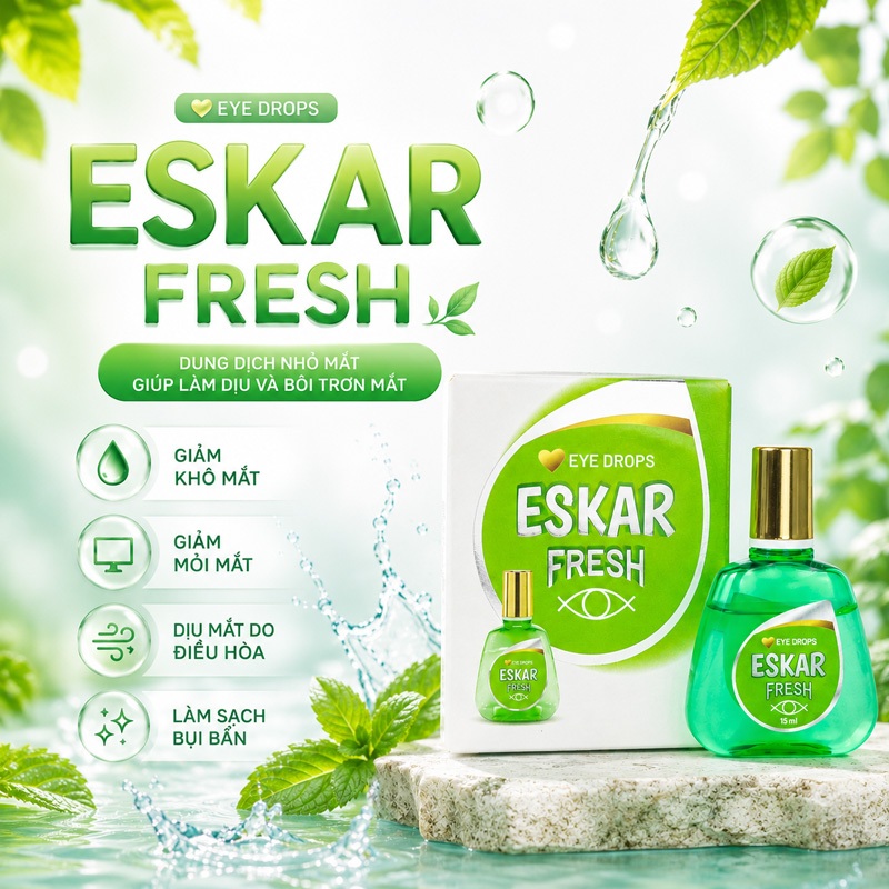Dung dịch nhỏ mắt làm dịu cấp ẩm Eskar Fresh chuyên cho đeo lens,kính áp tròng siêu the mát Dkpharma