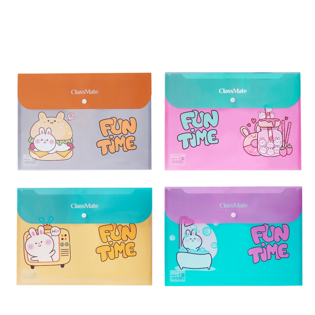 Túi Đựng Tài Liệu Clear Bag CLASSMATE Thiết Kế FunTime, Cúc Bấm Tiện Lợi, Chất Liệu Nhựa Cao Cấp CL-