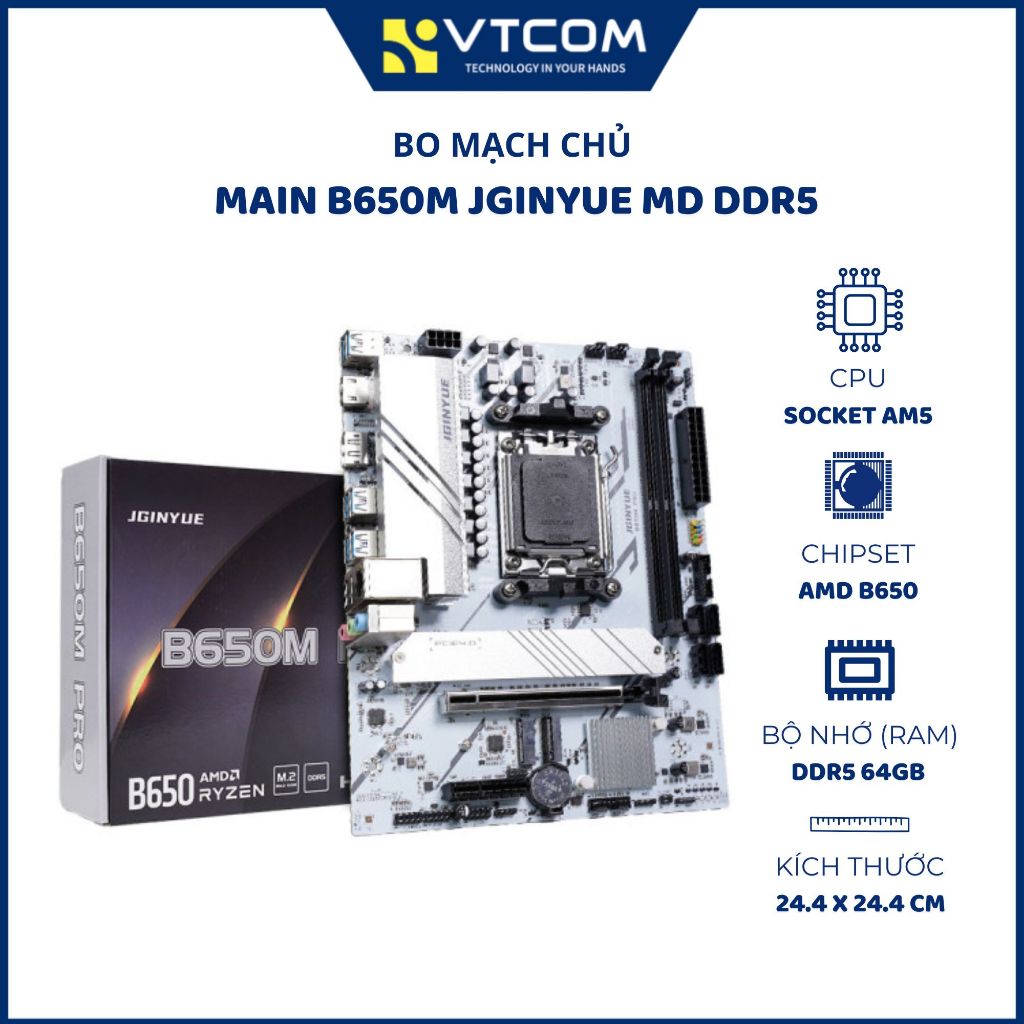 Mainboard Jginyue B650M-VDH DDR5 Socket AM5 Chuẩn mATX - Hàng Chính Hãng Bảo Hành 36 Tháng