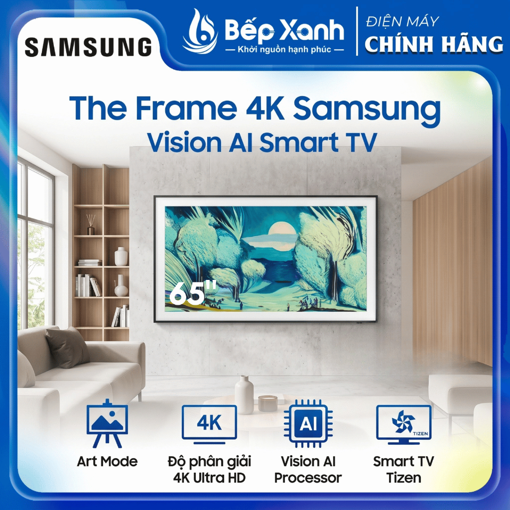 [CHÍNH HÃNG] Smart Tivi 65 Inch The Frame 4K Samsung Vision AI QA65LS03FAKXXV