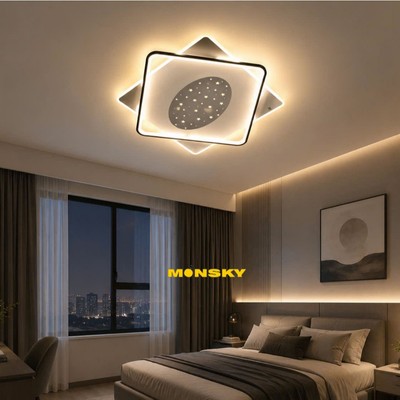 Đèn ốp trần MONSKY GOCAO loại 50 (cm) cao cấp làm từ kim loại sơn tĩnh điện LED chuẩn 3 màu ánh sáng