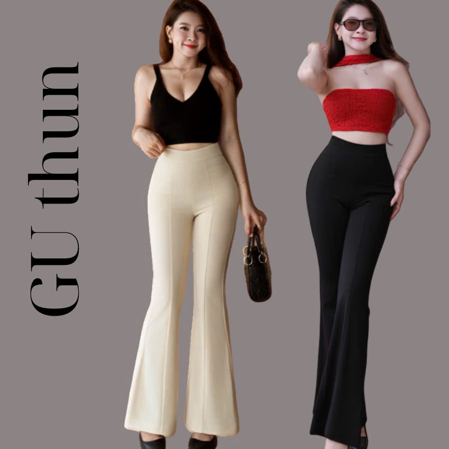 [HOA TỐC HCM] quần ống loe lưng cạp cao GUTHUN chất vải thun cát hàn co giãn g02