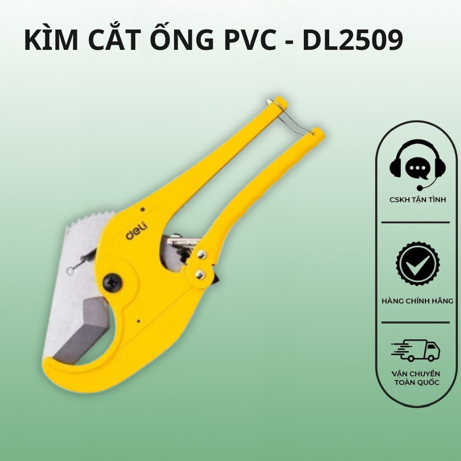 Kìm Cắt Ống Nước Deli PVC,  Kìm Kéo Cắt Ống Nước Nhựa Deli Cao Cấp Lưỡi Thép