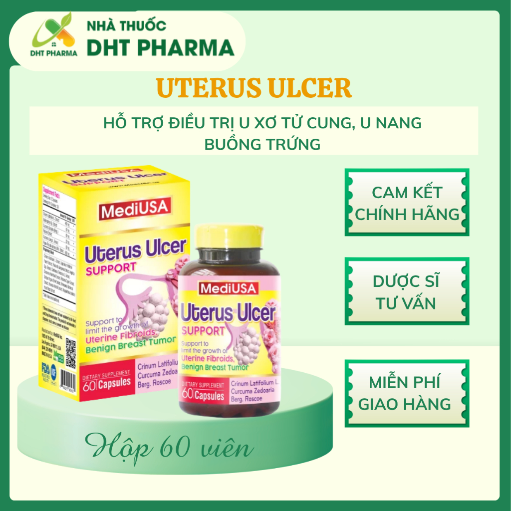 [CHÍNH HÃNG] Viên Uống Uterus Ulcer Support MediUSA Hộp 60 viên DHT Pharma