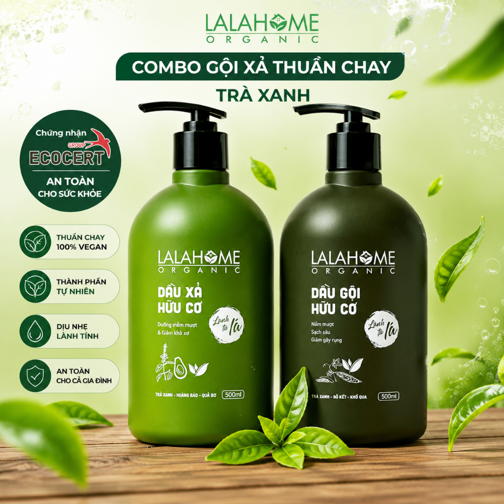 Dầu gội  LALAHOME ORGANIC - Ngăn gàu, rụng, giúp tóc chắc khỏe, suôn mượt