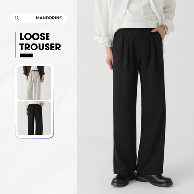 Quần Âu Ống Suông Relax-Trouser chất liệu vải cát Hàn có xếp ly MANDO KOREA Menswear - TRS014