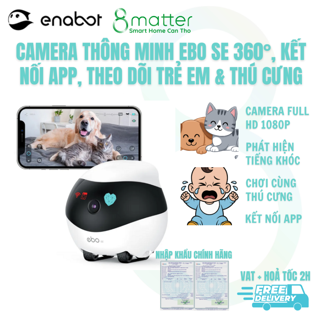 Robot Camera Thông Minh EBO SE 360° – Camera Trông Trẻ Em & Thú Cưng Di Động, Điều Khiển Qua App - B
