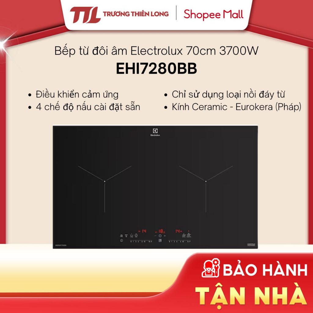 EHI7280BB - Bếp từ đôi âm Electrolux 70cm 3700W EHI7280BB - 2 Vùng Nấu