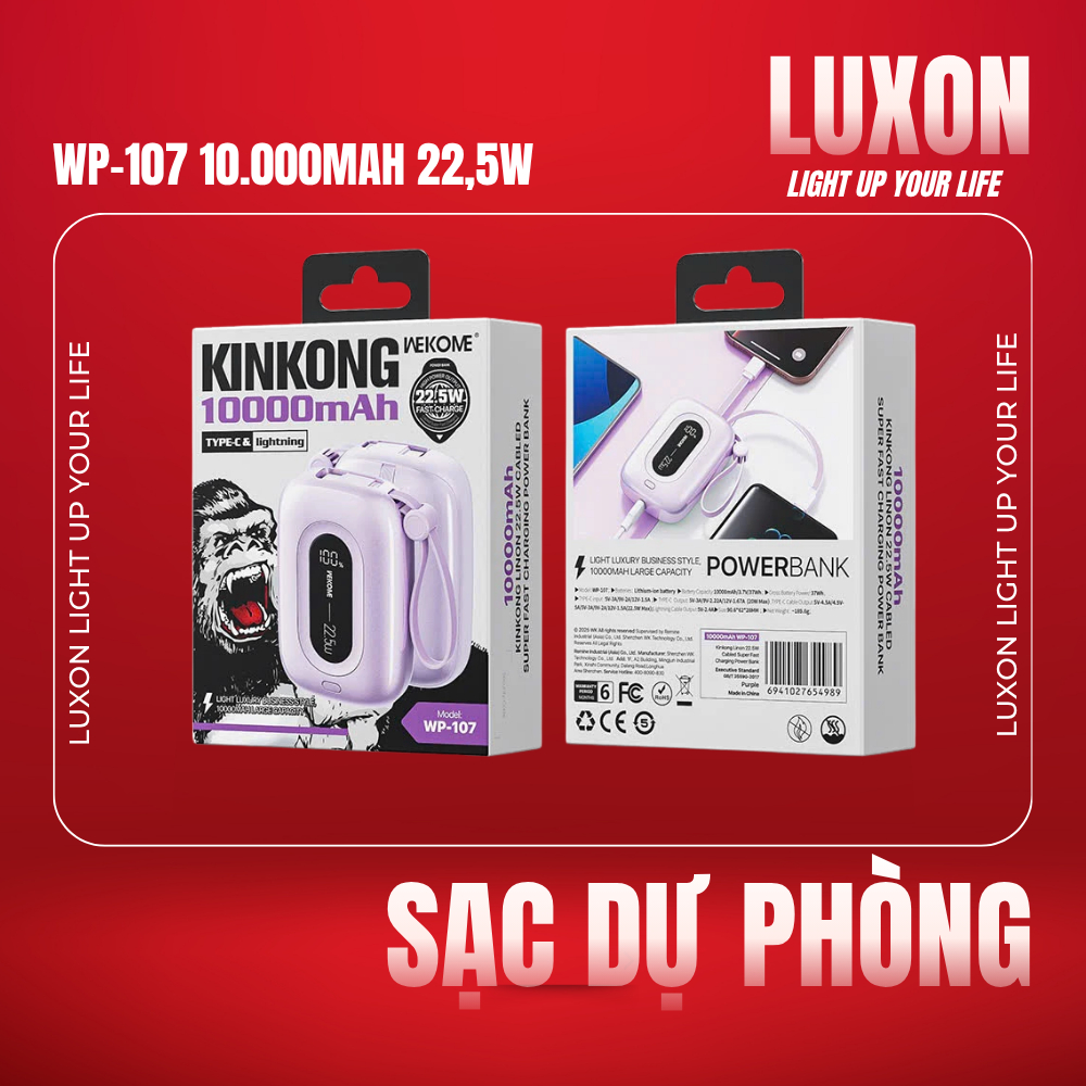 SẠC DỰ PHÒNG MINI WP-107 WEKOME HỎA TỐC