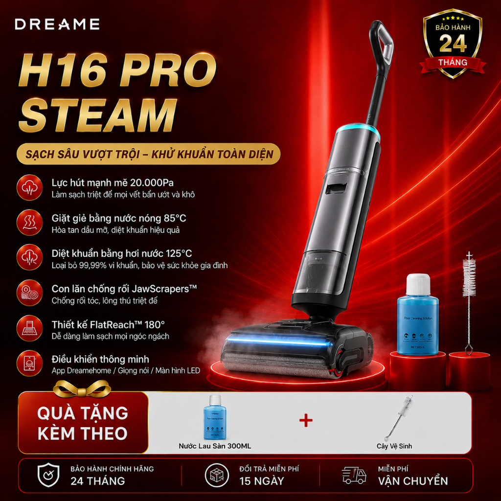 Dreame H16 Pro Steam | H15 Pro Heat Máy Hút Bụi Lau Sàn - Bản Quốc Tế