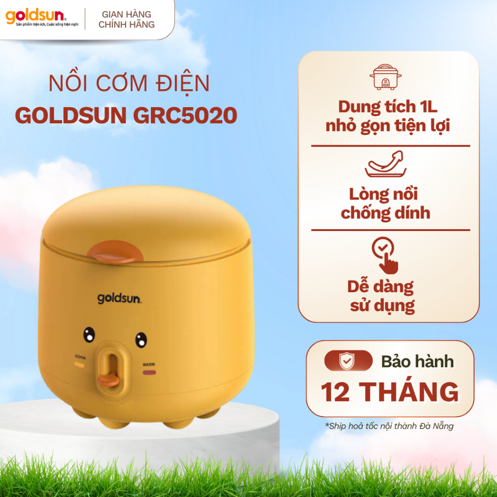 Nồi Cơm Điện Goldsun GRC5020 1L - Nồi Cơm Điện Chống Dính, Công Suất 400W, Chính Hãng