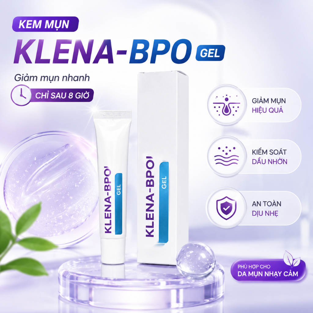 Gel Chấm Mụn Ẩn KLENA BPO Adapalene 30g, Kem Mụn Hỗ Trợ Giảm Mụn Ẩn, Mụn Trứng Cá, Gom Cồi, Mờ Thâm