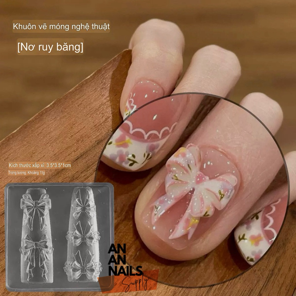 Khuôn Nơ Ruy Băng Tiểu Thư Xinh Xắn - Khuôn silicon nail An An Nail