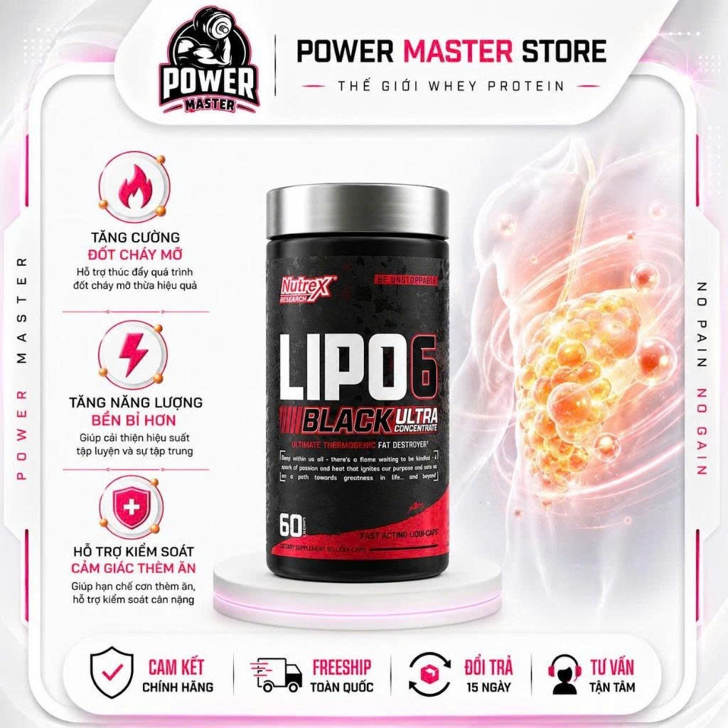 Nutrex LIPO6 Black Ultra 60 Capsules Nhiều Thành Phần Phối Hợp
