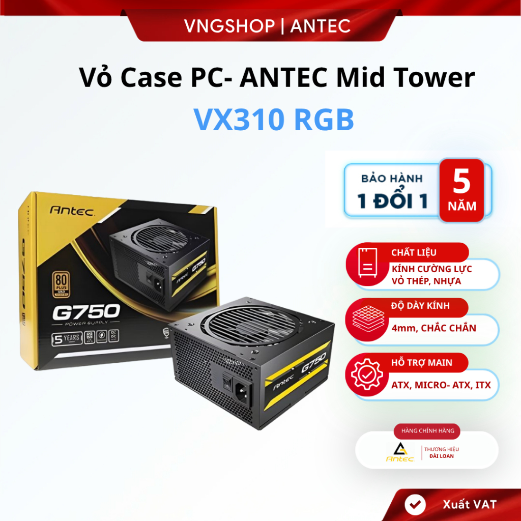 Nguồn máy tính ANTEC G650 EC 80 Plus Gold, Công suất 650W [Semi Modular, BH 60T]