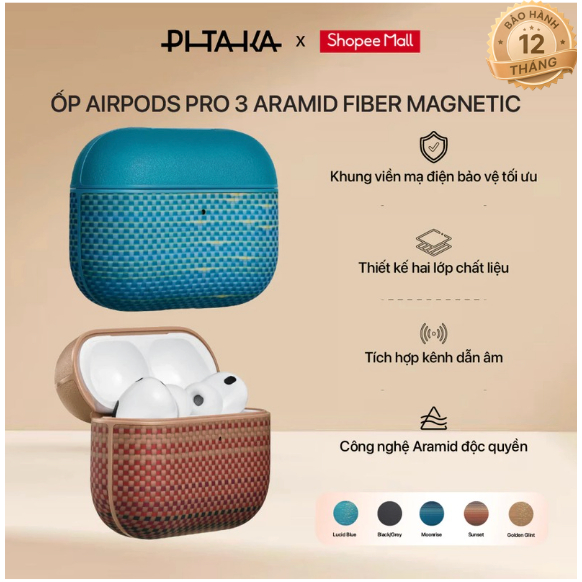 [AirPods Pro 3] Ốp PITAKA Aramid Fiber Magnetic For AirPods Pro 3