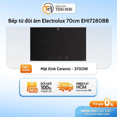EHI7280BB | Bếp từ đôi âm Electrolux 70cm 3700W EHI7280BB Mặt Kính Ceramic - Eurokera (Pháp)