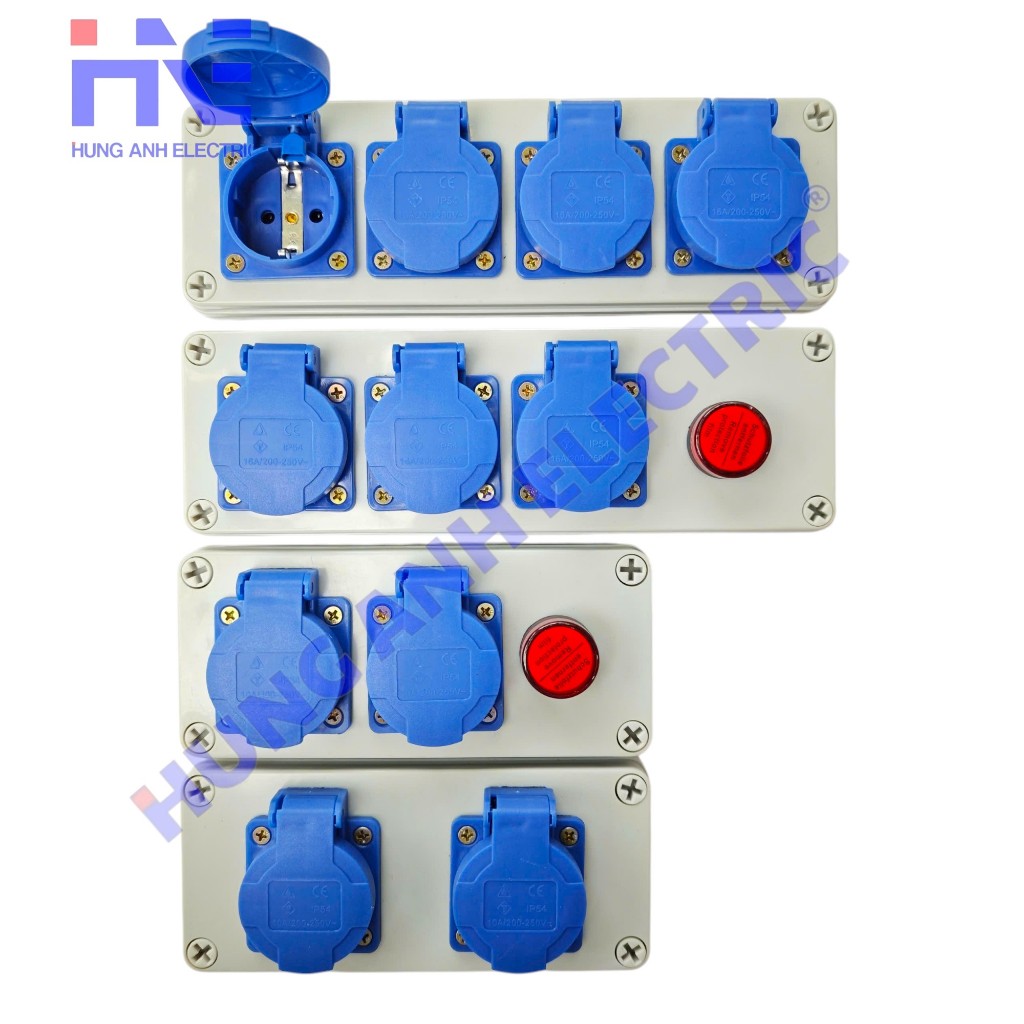 Hộp Nguồn Chống Nước 1 Pha 16A - Ổ Cắm Type F 16A 250V 4000W
