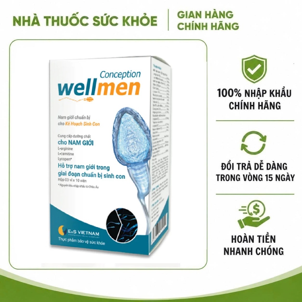 (Hàng Chính Hãng- Đủ VAT) Viên uống Wellmen Conception cho nam
