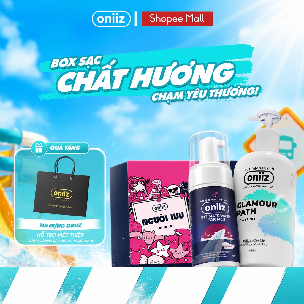 Box Quà Tặng Nam Giới Oniiz - Sữa Tắm Hương Nước Hoa Oniiz Hiện Đại, Bọt Vệ Sinh Nam Giới Oniiz sạch