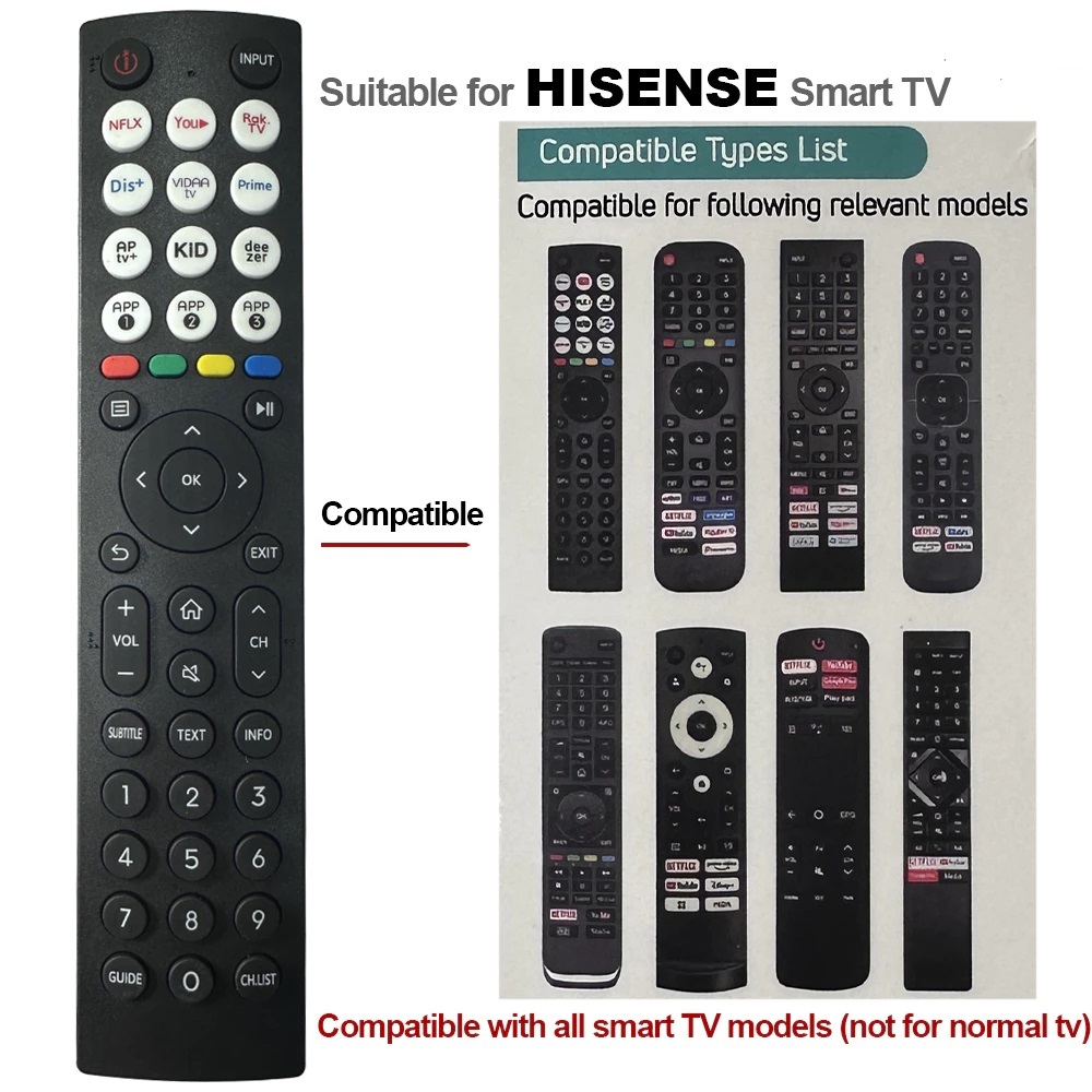 Remote Điều khiển Tivi Smart HISENSE đa năng - Tương thích với mọi TV thông minh Hisense CRC2605V