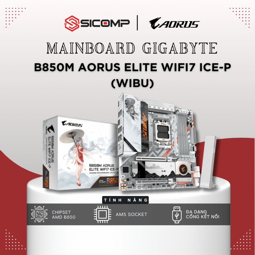 [FULL VAT] GIGABYTE B850M AORUS ELITE WIFI 7 ICE-P (WIBU), BH 3Y