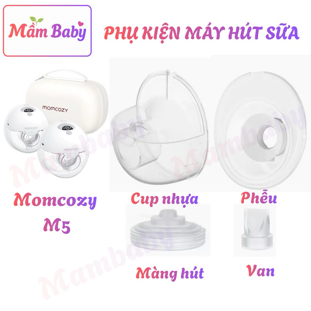 Phụ kiện máy hút sữa Momcozy M5- Van/Phễu/Cup hứng sữa/Màng hút máy hút sữa Momcozy- Phụ kiện thay t