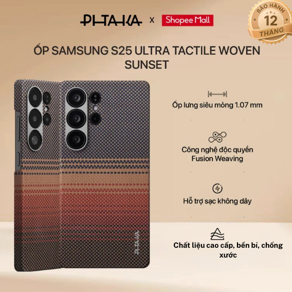 [Samsung S25 Ultra] Ốp lưng Pitaka Tactile Woven tích hợp NFC bảo vệ toàn diện thiết kế mỏng nhẹ