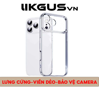 Ốp Lưng LikgusVn Trong Suốt Màng Bảo Vệ Camera Viền TPU Dẻo Chống Ố Cho IP11-12-13-14-15-16-17Promax