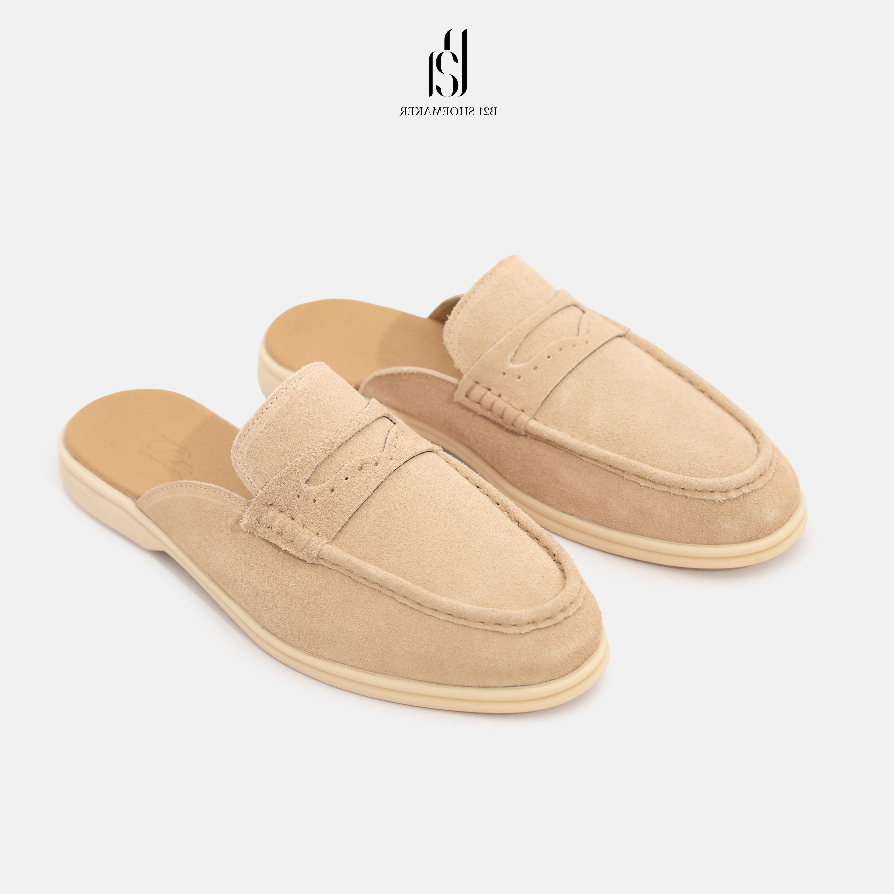 Giày Sục Da Lộn BROGUE Nam Cao Cấp, Giày Mule Nam Đế Bệt Thanh Lịch Đi Làm Đi Chơi - B21 Shoemaker