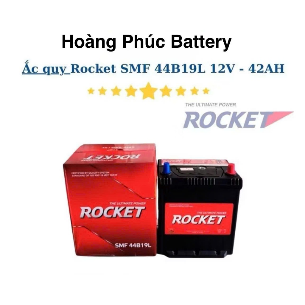Ắc quy Rocket SMF 44B19L 12V-42Ah chuyên dùng: Hyundai/Kia/Toyota/Suzuki/Honda/Chevrolet/Daewoo/...