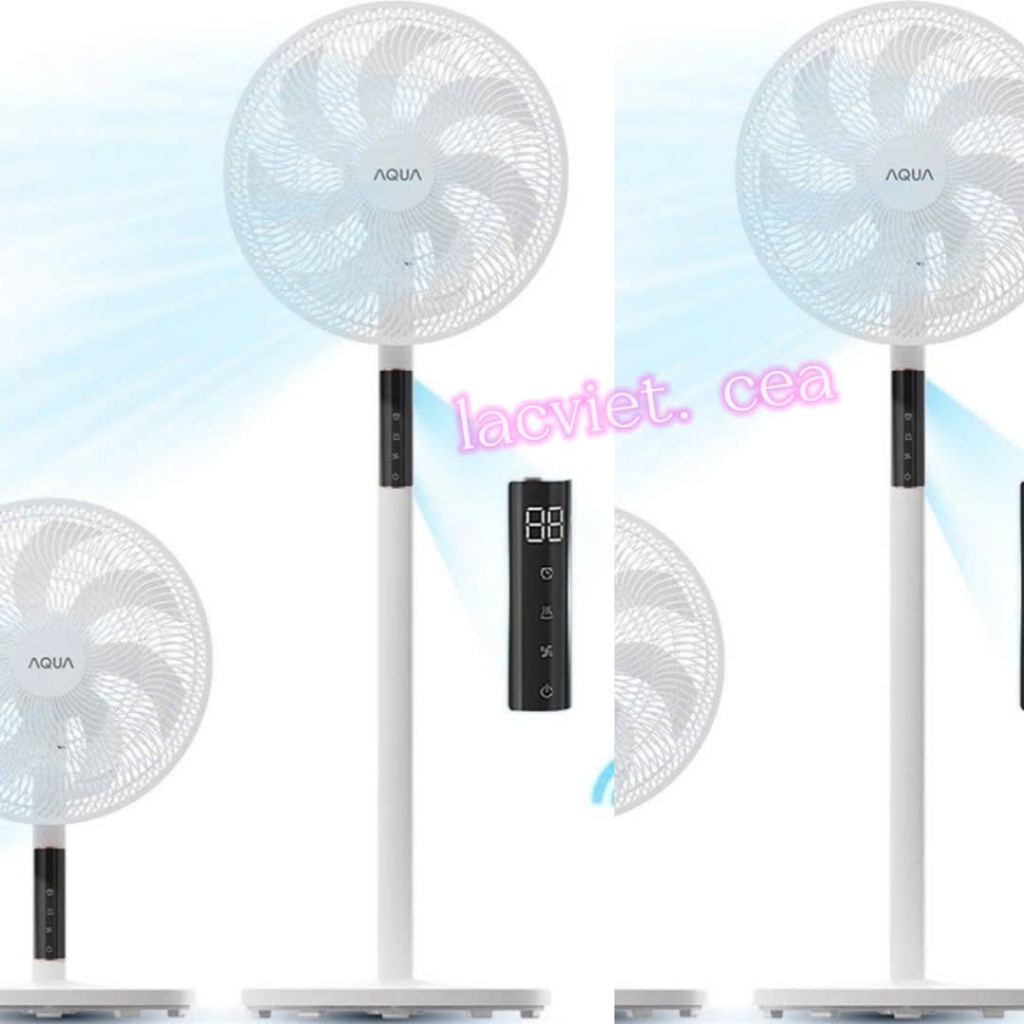Quạt đứng Lacviet - AQUA AQS-FED3502R(W) an toàn cho trẻ, chạy êm, Điều khiển remote + Cảm ứng