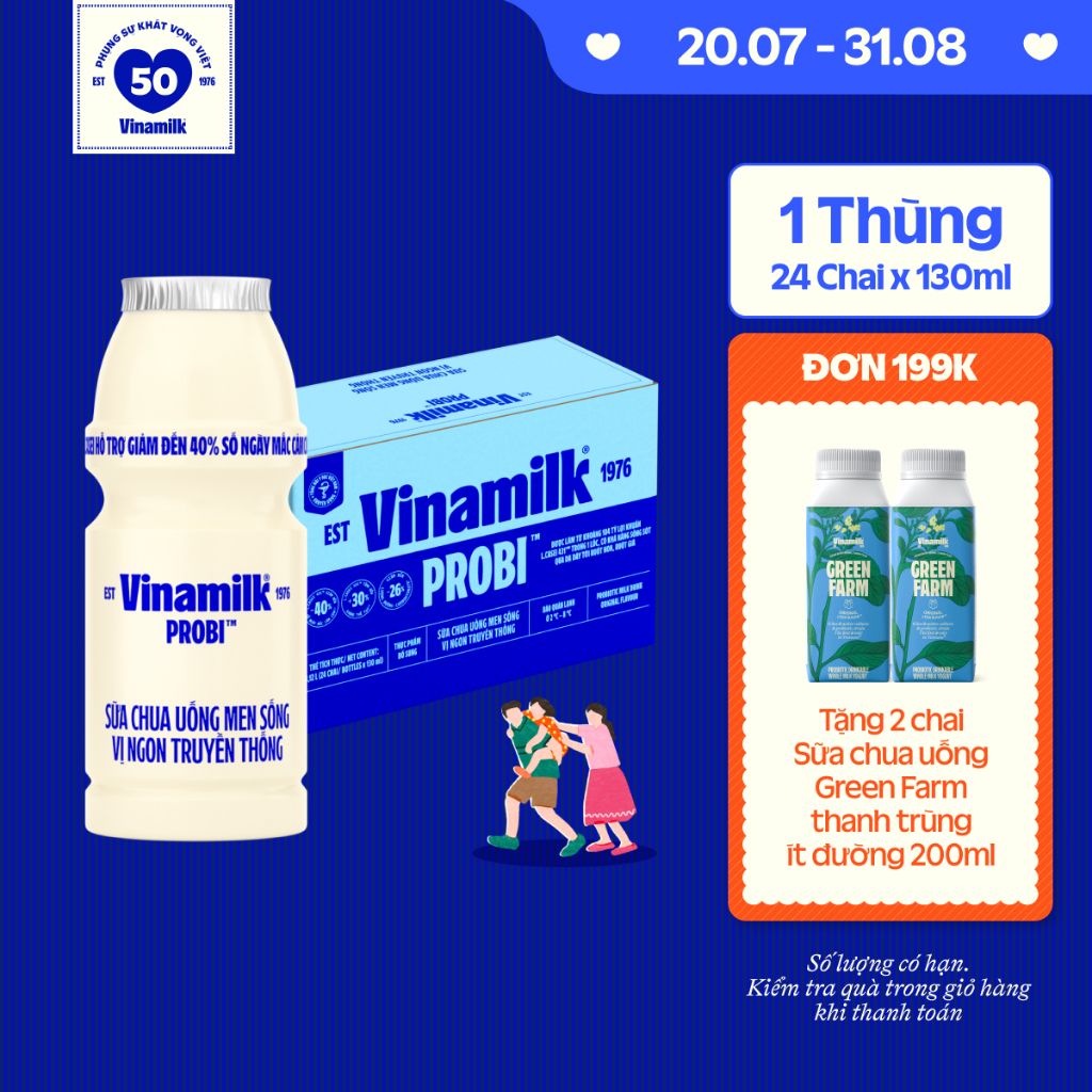 [CHỈ GIAO HCM+HN] Thùng Sữa chua uống Probi Có Đường 130ml Yaourt 24 chai/thùng