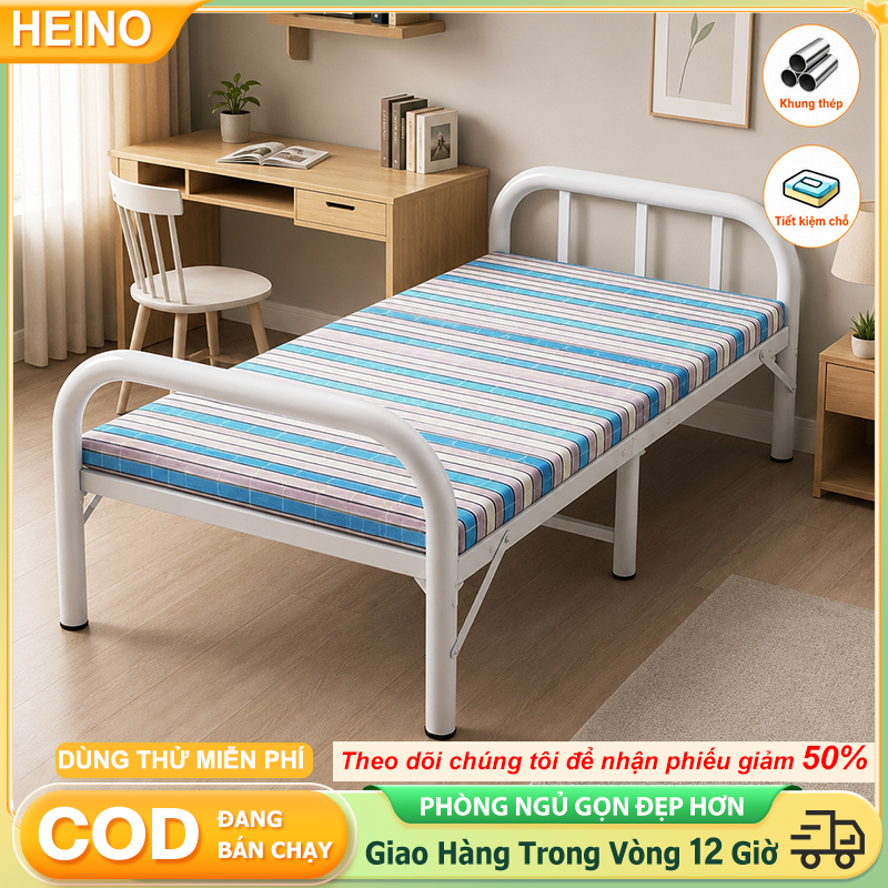 Giường Xếp Gấp Gọn HEINO Giao Nguyên Chiếc Mở Ra Dùng Ngay Chọn Rộng 75/100/120cm