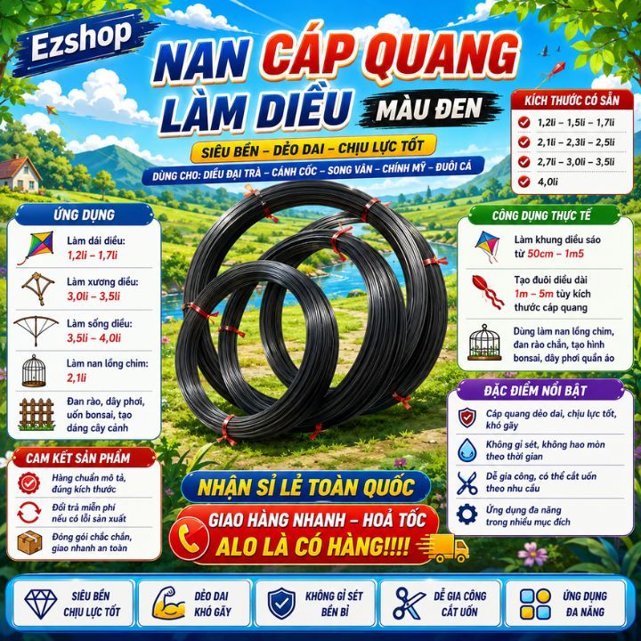 Nan cáp quang, cáp quang làm diều đại trà chính mỹ song vân đuôi cá cánh cốc, nan 1li2 1li5 1li7 2li