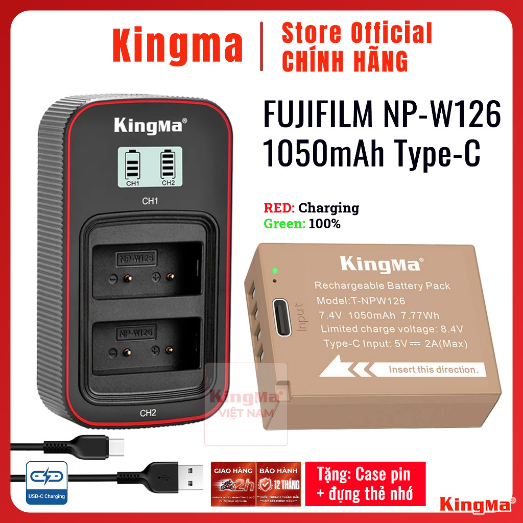 Fujifilm W126 Type-C | Pin và sạc máy ảnh Fujifilm XT50 X100VI X-E5 4 3 2 XT1 XT2 XT3 XT30 XT20 XT10