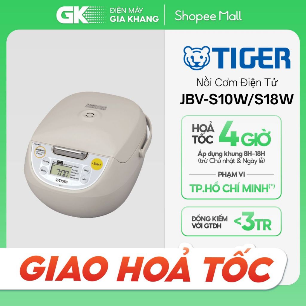 JBV-S10W/S18W - Nồi Cơm Điện Tử TIGER JBV-S10W 1.0L / JBV-S18W 1.8L - Made in Japan (Hỏa tốc 4H)