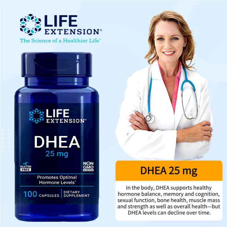 Life Extension DHEA 25mg 100 Viên Nang | Hỗ Trợ Cân Bằng Nội Tiết | Thực Phẩm Bổ Sung | Nhập Khẩu Mỹ