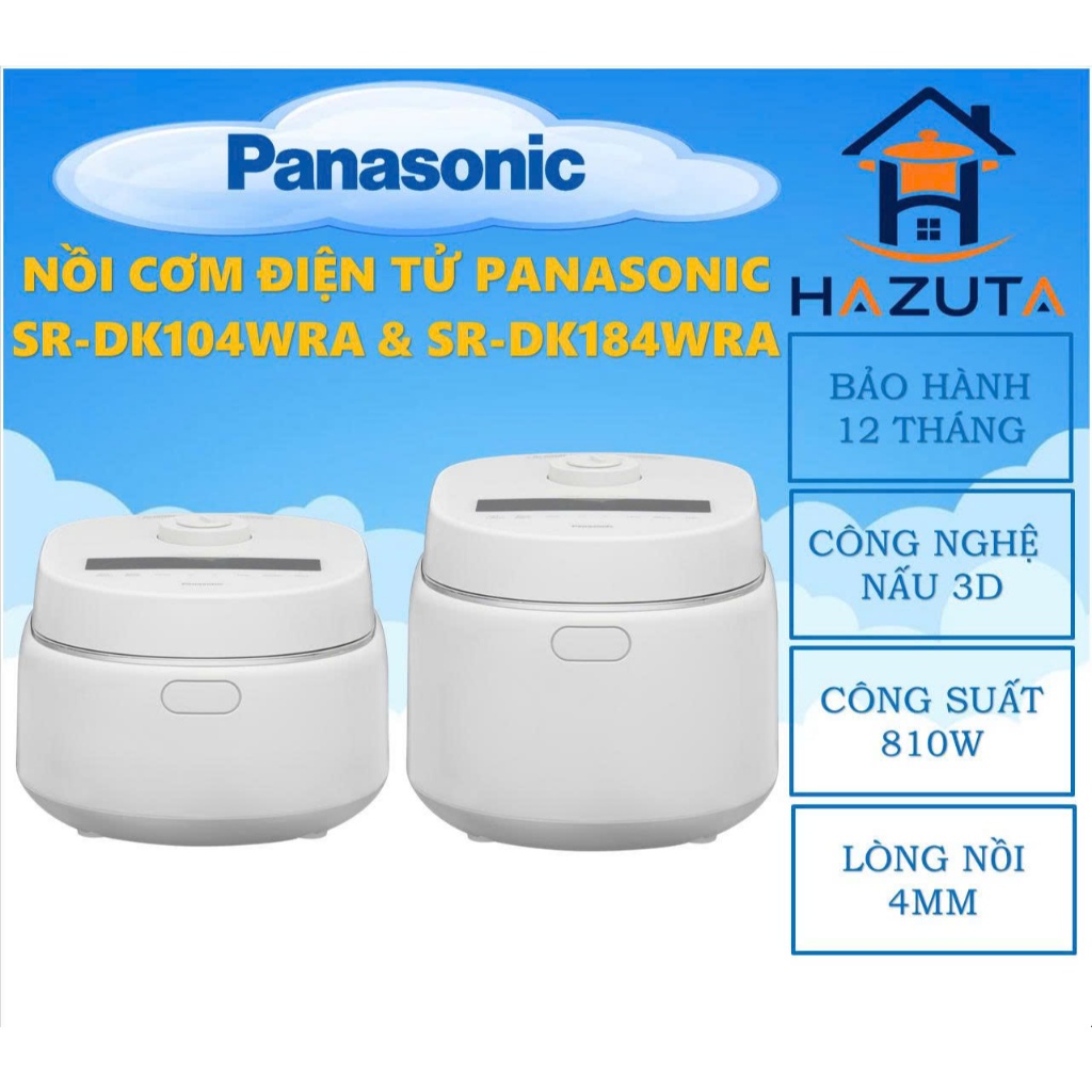 Nồi cơm điện tử Panasonic SR-DK184WRA 1.8 lít & SR-DK104WRA 1.0 lít, lòng nồi 4mm, chính hãng, bảo h