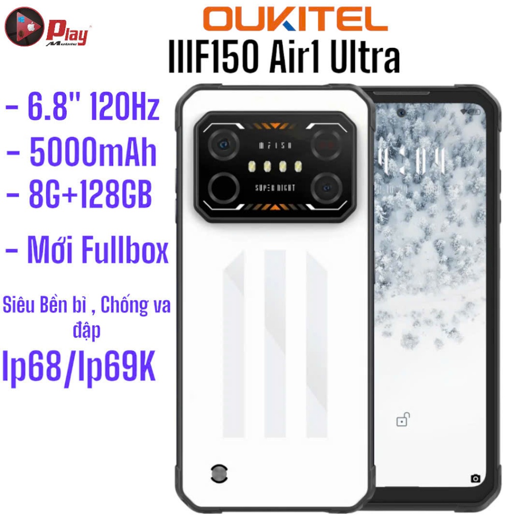 Điện Thoại Siêu bền OUKITEL IIIF150 Air1 Ultra Siêu bền bỉ chống va đập Ram 8GB Bộ nhớ 128GB/256GB