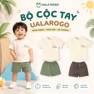 Bộ quần áo cộc tay cho bé Ualarogo 1 - 4 tuổi vải Sợi tre Bamboo thấm hút thoáng mát co giãn mềm mại A1
