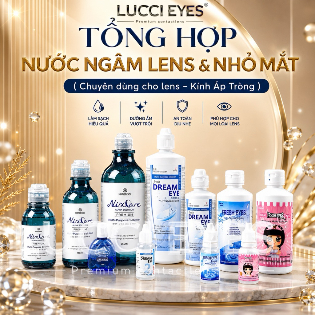 [ Phụ Kiện Lens ] Nước NGÂM LENS Aqua B5/ Fresh eyes / Fenz- pro b5 / Nhỏ Mắt Lens / Khay đựng Lens 